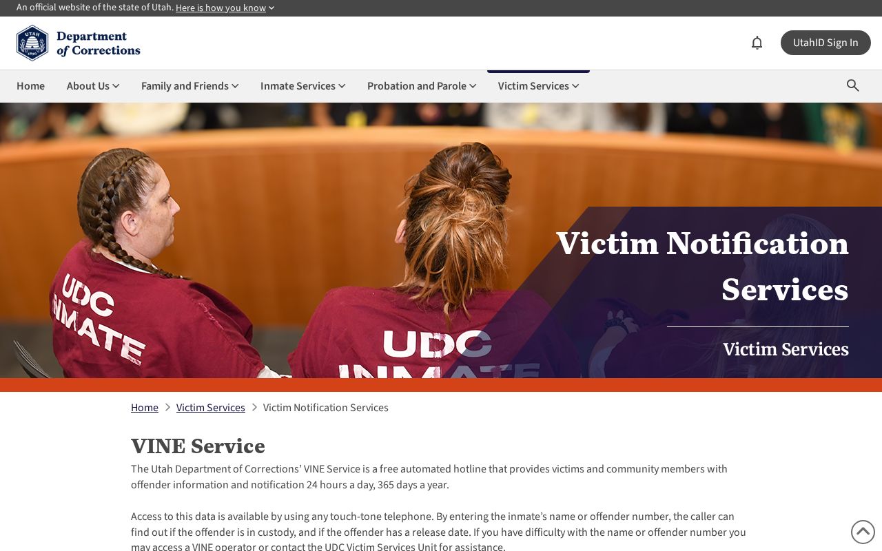 Utah VINE instructions for Piute County release notifications